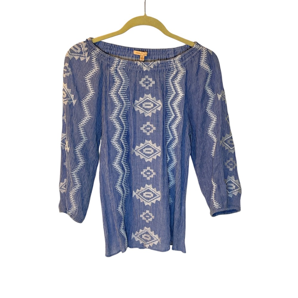 Gibson Latimer Embroidered‎ Peasant Top Boho Blouse Long Sleeve Small